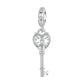 925 Sterling Silver Platinum Plated Heart Key Beaded Pendant