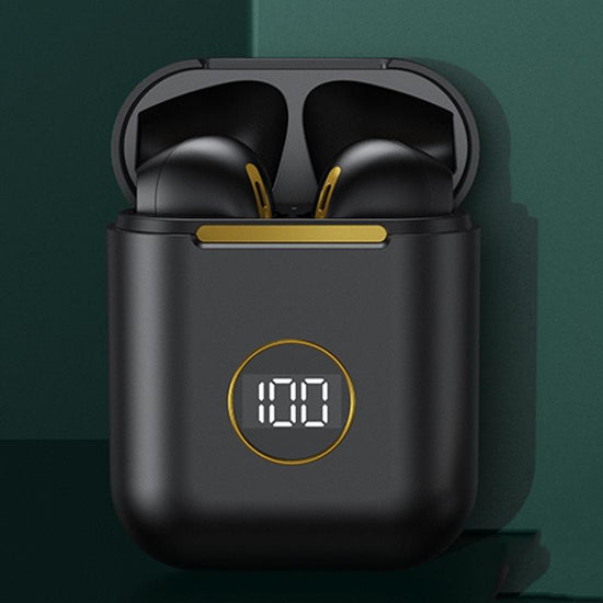 Wireless Sport Bluetooth Headphones with Led Display and Noise Reduction - Black