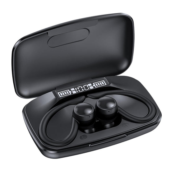 Led Bluetooth Earphones with Noise Reduction and Power Bank Function - Black