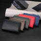 Rfid-protected Plaid Leather Wallet with Automatic Card Ejector - Red