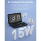 Foldable Desk Calendar Clock With Wireless Charger & Alarm - Black