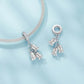 925 Sterling Silver Platinum Plated Lily Of The Valley Bracelet Pendant