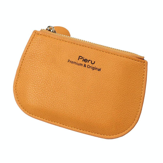 Ultra Thin Zippered Mini Wallet For Women Compact Coin Purse - Yellow