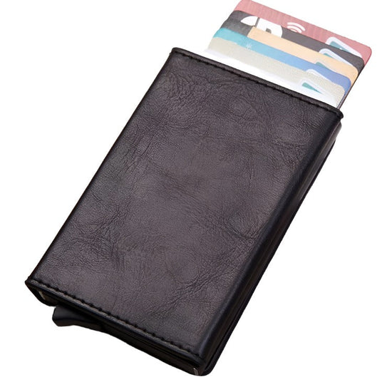Aluminum Rfid Card Holder with Automatic Pop-up Function - Black