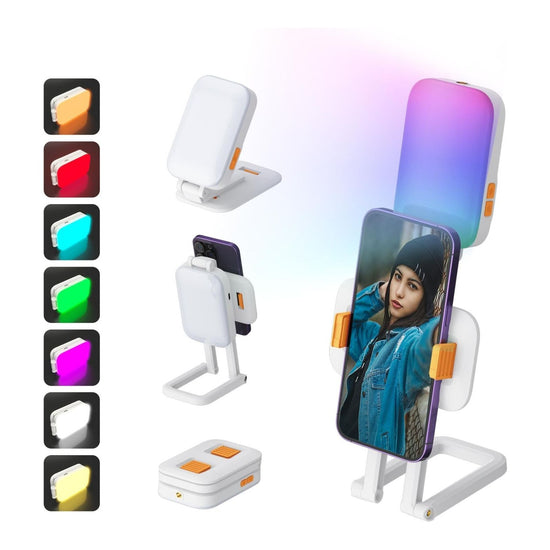 Mini Rgb Fill Light With Phone Holder - White