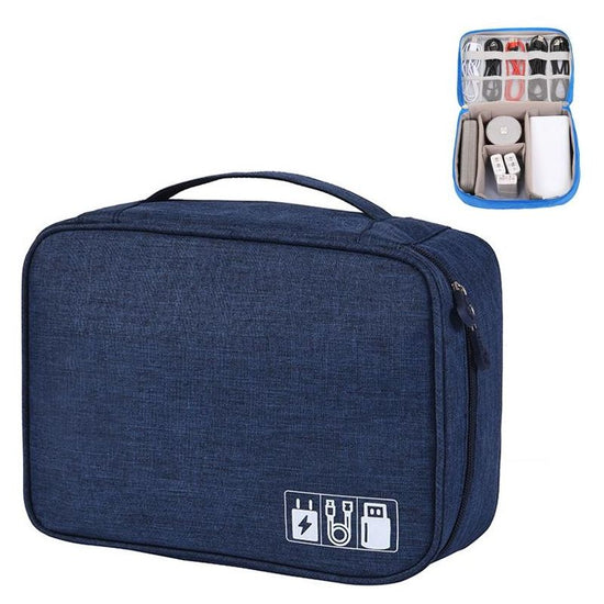 Versatile Cationic Digital Storage Bag For Data Cables - Blue