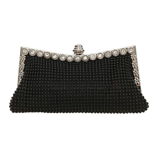 Rhinestone Evening Clutch For Ladies - Beaded Banquet Bag - Black