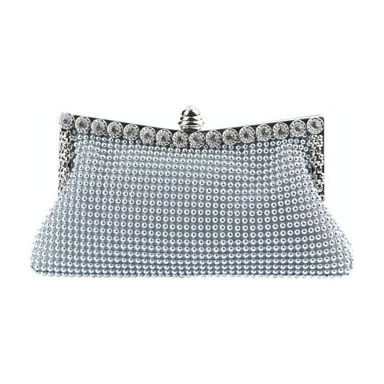 Rhinestone Evening Clutch For Ladies - Beaded Banquet Bag - Black