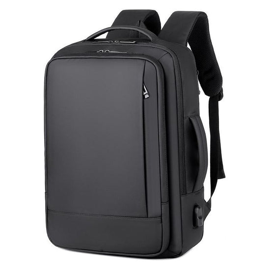 Waterproof Expandable Laptop Backpack With Usb Port - Black