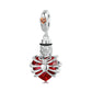925 Sterling Silver Heart Pendant With Beaded Detail - Blue
