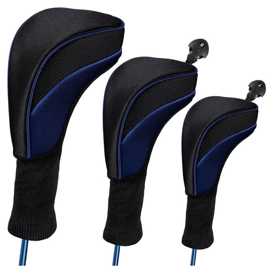 3-In-1 Golf Club Head Cover - No.1 No.3 No.5 - Protective - Blue