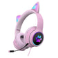 Foldable Led Headset With Mic Usb + 3.5Mm Port - Pink