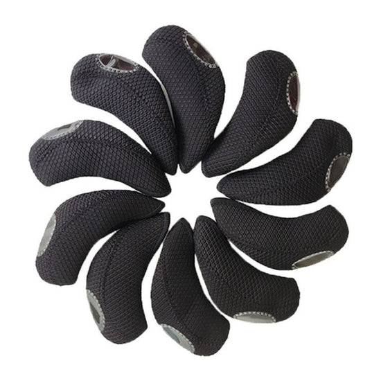 10-Piece Neoprene Golf Club Headgear Set - Waterproof & Wear-Resistant - Black