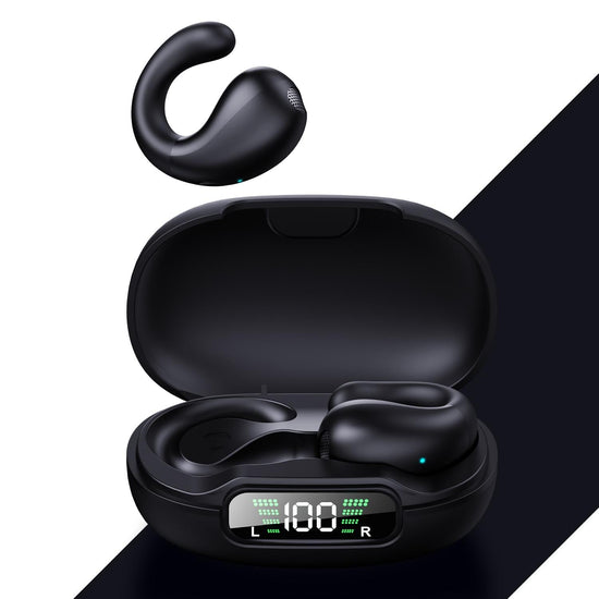 Wireless Bluetooth Earphone with Charging Case - Clip-on - Black