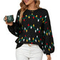 Women Christmas Sweater Sweet Loose Pullover Knit Sweater Black - S