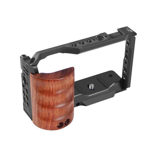 Wooden Handle Alloy Rabbit Cage For Sony Zv-E10 Camera - Black