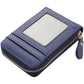 Multi Slot Short Card Holder With Zipper Coin Purse Pu Leather - Black