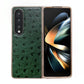 For Samsung Galaxy Z Fold4 5G Ostrich Leather Phone Case - Coffee