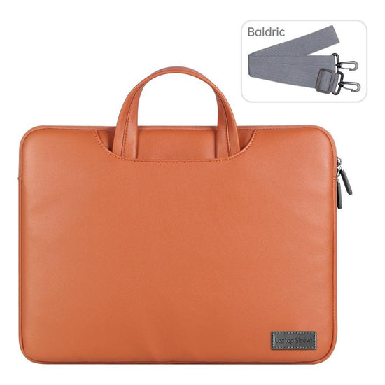 15 Inch Waterproof Pu Laptop Inner Bag - Brown
