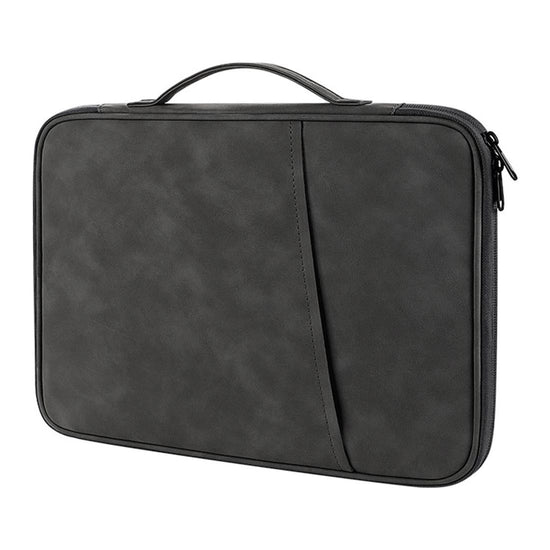 Grey Sheepskin Leather Bag For 12.9-13 Inch Laptops - Portable And Stylish