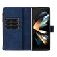 For Samsung Galaxy Z Fold4 5G Leather Zip Wallet With Rhombus Texture - Black