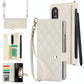 For Samsung Galaxy z Fold4 5G Multifunctional Rhombic Leather Crossbody Phone Case - White