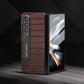 For Samsung Galaxy Z Fold4 5G Premium Leather Phone Case - Crocodile Texture - Brown