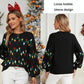 Women Christmas Sweater Sweet Loose Pullover Knit Sweater Black - M