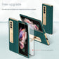 For Samsung Galaxy Z Fold4 5G Flip Case With Tempered Film - Textured Hinge - Black