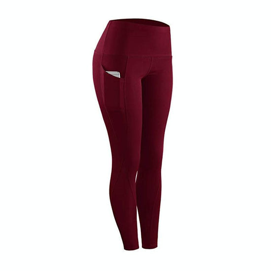 High Waist Slim Sports Leggings Women Tight Sportswear Size L - Red