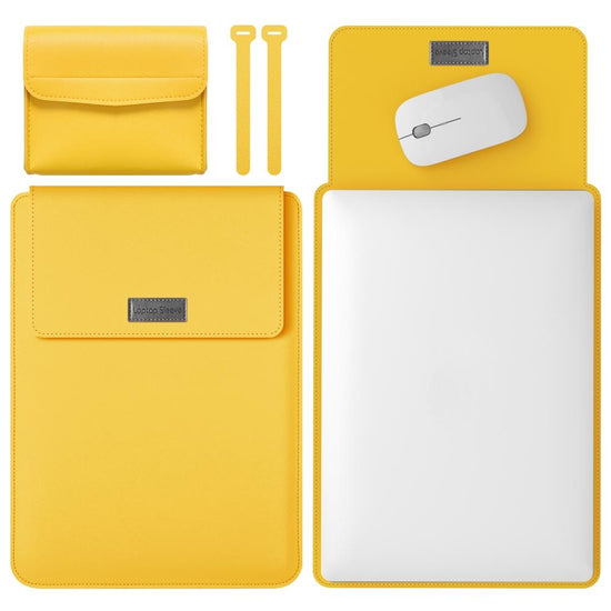 Lightweight Leather Computer Bag - 4-in-1 Portable - Fits 15.4 / 15.6 / 16.1 Inches - Yellow