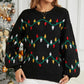 Women Christmas Sweater Sweet Loose Pullover Knit Sweater Black - L