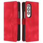 For Samsung Galaxy Z Fold4 5G Leather Phone Case With Heart Pattern - Red