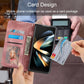 Floral Leather Phone Wallet for Samsung Galaxy z Fold 4 - Embossed - Black