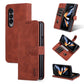 For Samsung Galaxy Z Fold4 5G Leather Phone Case - Smooth Calf Texture - Brown