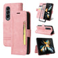 For Samsung Galaxy Z Fold4 5G Leather Dual Buckle Phone Case - Pink