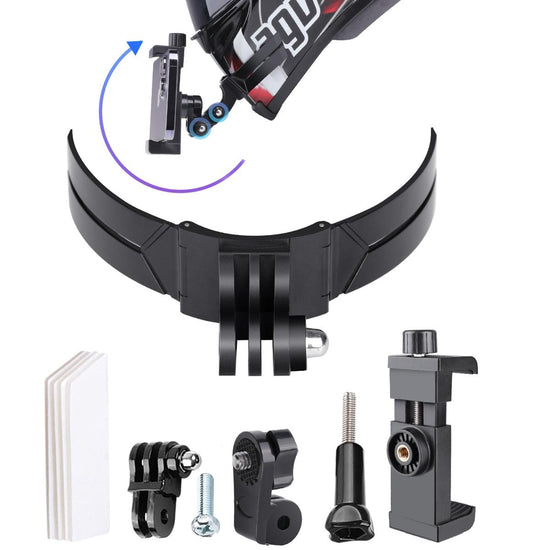 Foldable Action Camera Helmet Mount Kit with j Hook and Phone Clamp