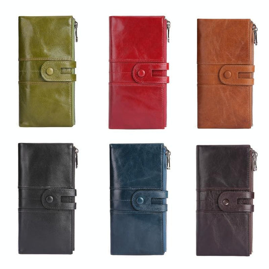 Women Leather Rfid Wallet - Sleek & Secure - Red