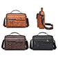 Leather Men Shoulder Bag Business Laptop Case Retro Design - Light Brown