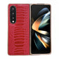 For Samsung Galaxy Z Fold4 5G Genuine Leather Nano Plating Phone Case - Red