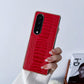 For Samsung Galaxy Z Fold4 5G Genuine Leather Nano Plating Phone Case - Red