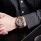 Men Golden Dragon Calendar Dial Quartz Watch with Luminous Hands - Silver Black