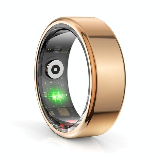 Smart Ring With Heart Rate Blood Oxygen Sleep Monitoring & Sports Modes - Size 9 - Gold