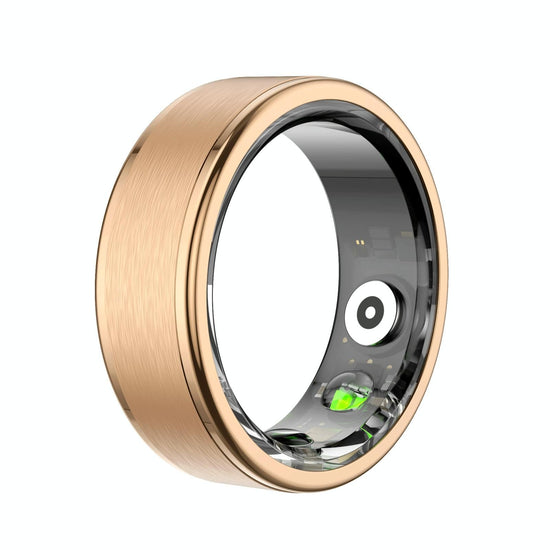 Smart Ring With Heart Rate Blood Oxygen Sleep & Sports Modes - Size 9 - Gold