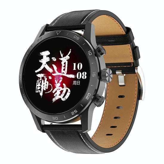 Smart Dual Display Analog Digital Call Watch - Black Leather