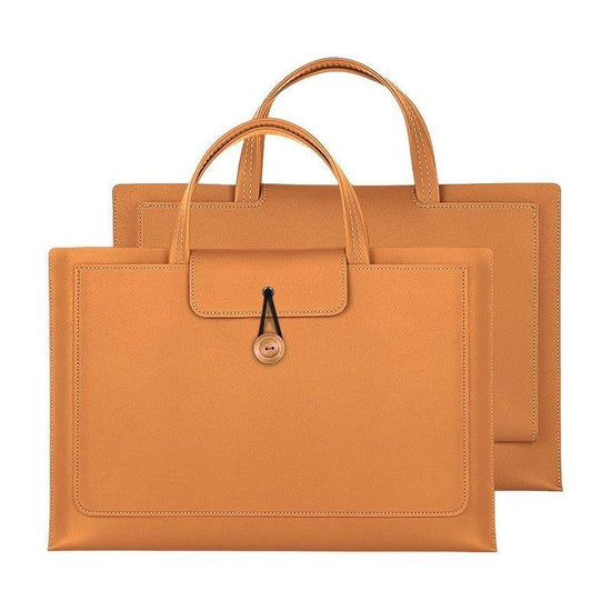 Portable Laptop Inner Bag With Elastic Thread Button - Brown