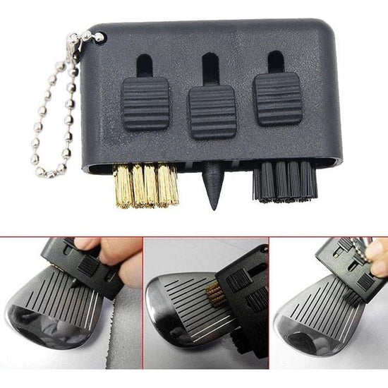 3-Piece Portable Golf Groove Cleaning Brush - Blue