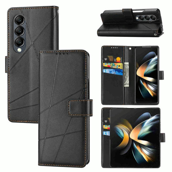 For Samsung Galaxy Z Fold4 5G Embossed Pu Leather Phone Case - Black