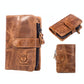 Men Vertical Cowhide Wallet with Rfid Blocking - Yellow Brown