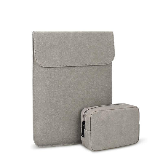 11.6-12.5 Inch Ultra-thin Notebook Liner Bag with Small Bag - Pu02 - Light Grey